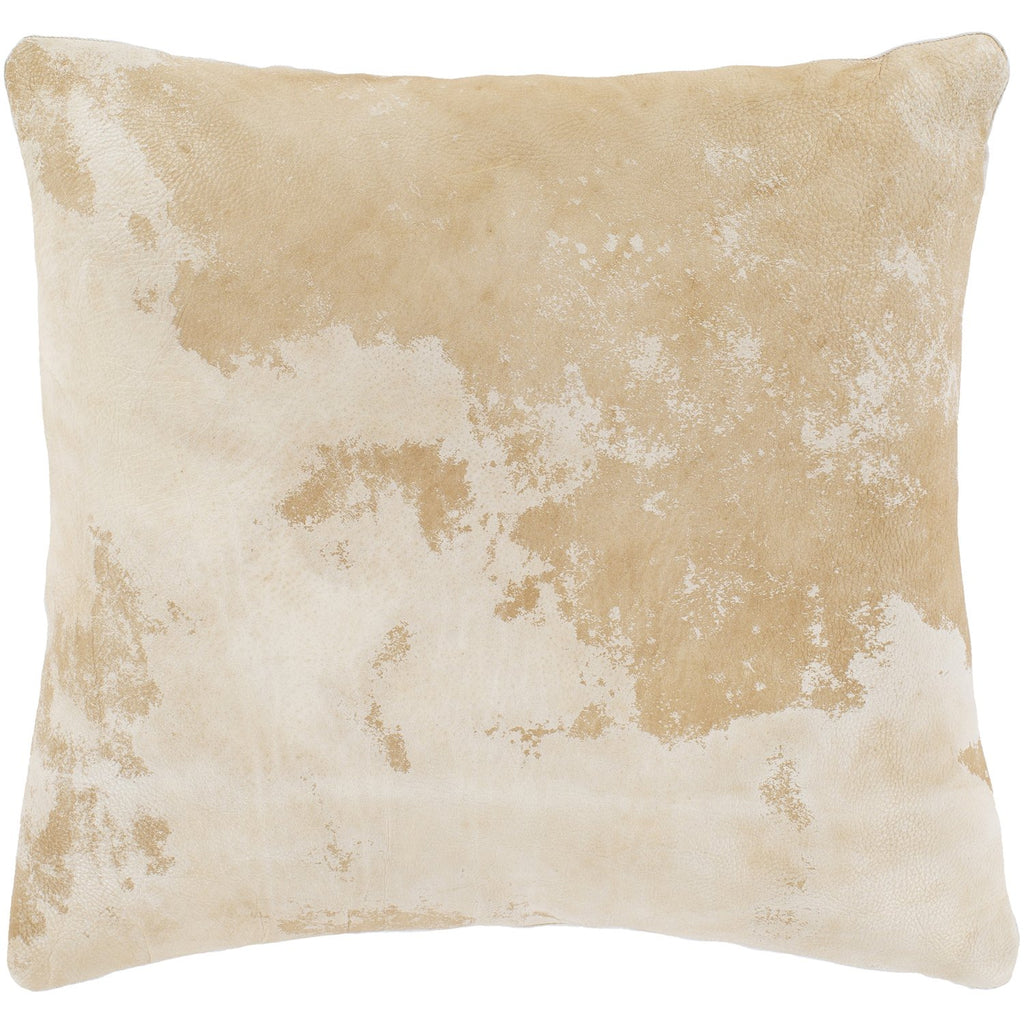 Kansas KAA-002 Leather Square Pillow Butter & Camel by Surya