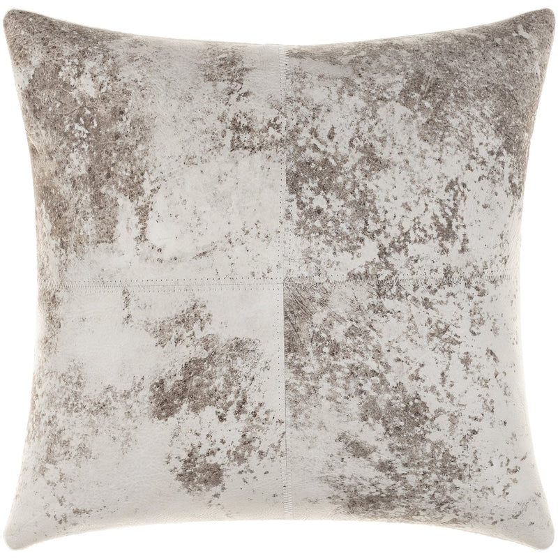 Kansas KAA-003 Leather Pillow in Charcoal & Khaki by Surya