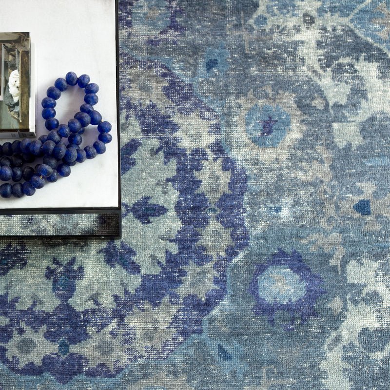 Modify Hand-Knotted Medallion Blue & Gray Area Rug