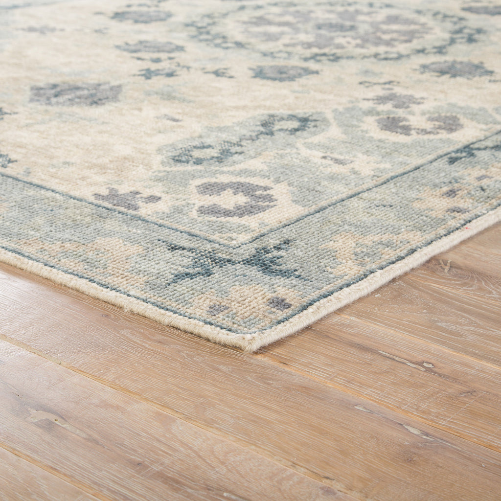 Modify Hand-Knotted Medallion Blue & Light Gray Area Rug