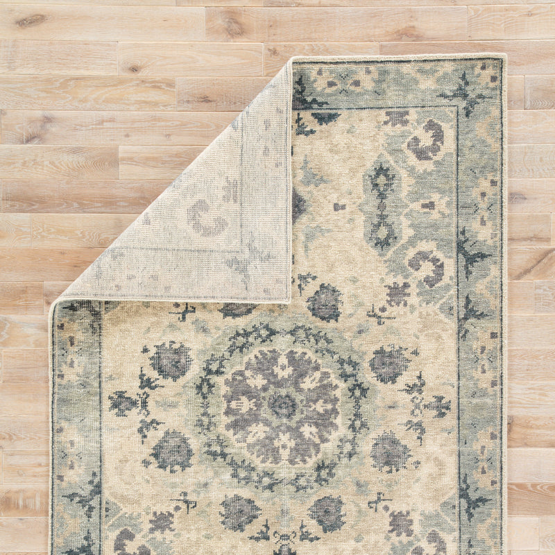 Modify Hand-Knotted Medallion Blue & Light Gray Area Rug