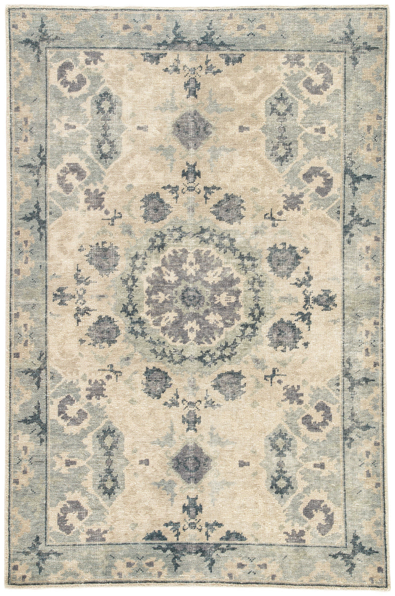 Modify Hand-Knotted Medallion Blue & Light Gray Area Rug