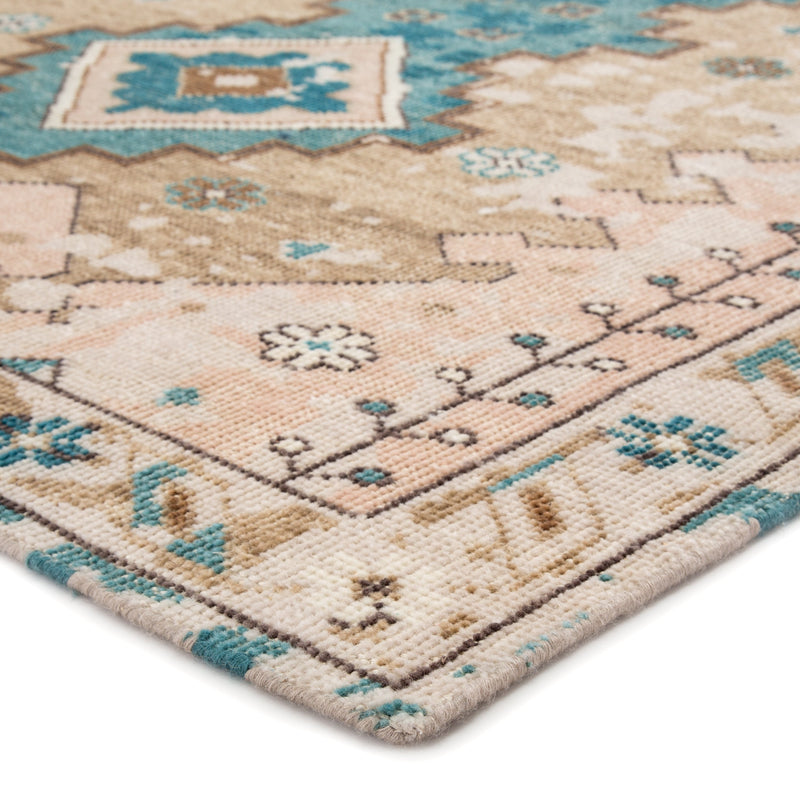 Pathos Hand-Knotted Medallion Pink & Blue Area Rug