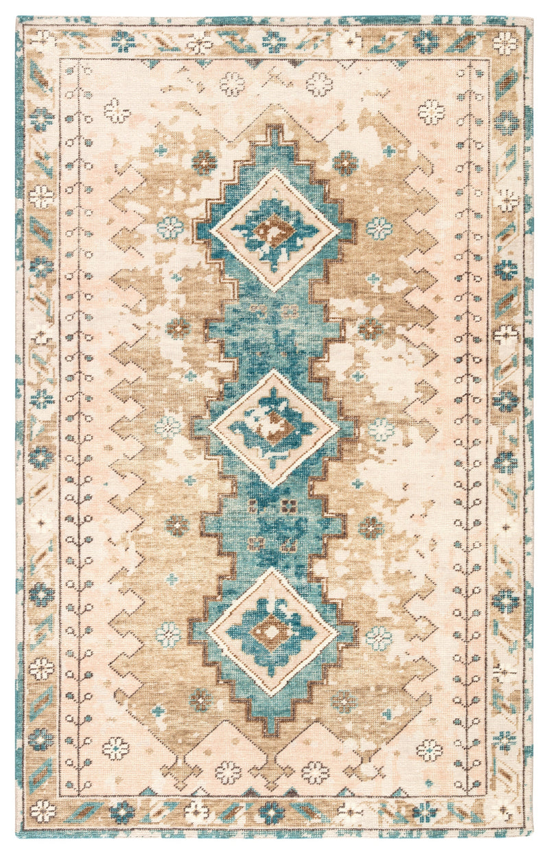 Pathos Hand-Knotted Medallion Pink & Blue Area Rug