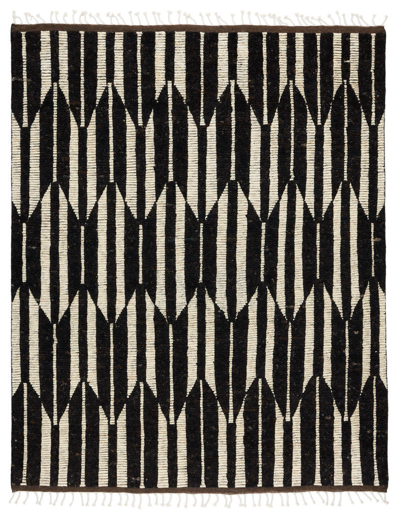 Keoka Quest Hand Knotted Dark Brown & Ivory Rug 1