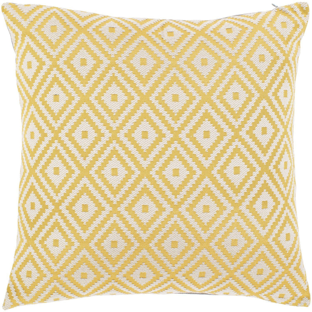 Kanga KGA-004 Jacquard Square Pillow in Saffron & Cream by Surya