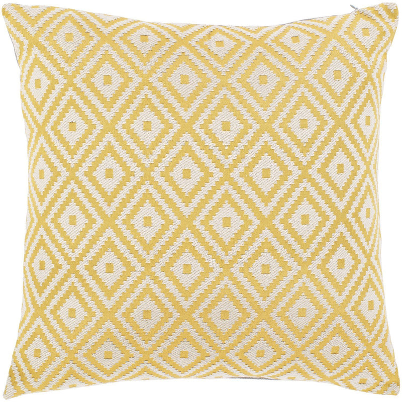 Kanga KGA-004 Jacquard Square Pillow in Saffron & Cream by Surya