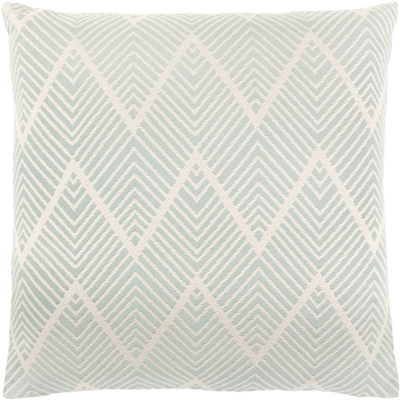 Kanga KGA-006 Jacquard Square Pillow in Mint & Cream by Surya