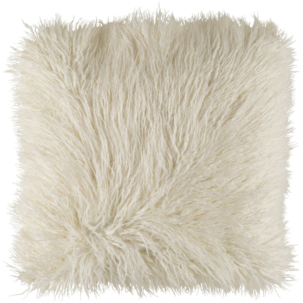 Kharaa KHR-005 Faux Fur Pillow in White by Surya