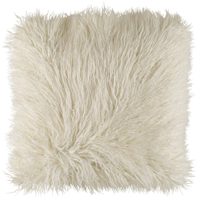 Kharaa KHR-005 Faux Fur Pillow in White by Surya