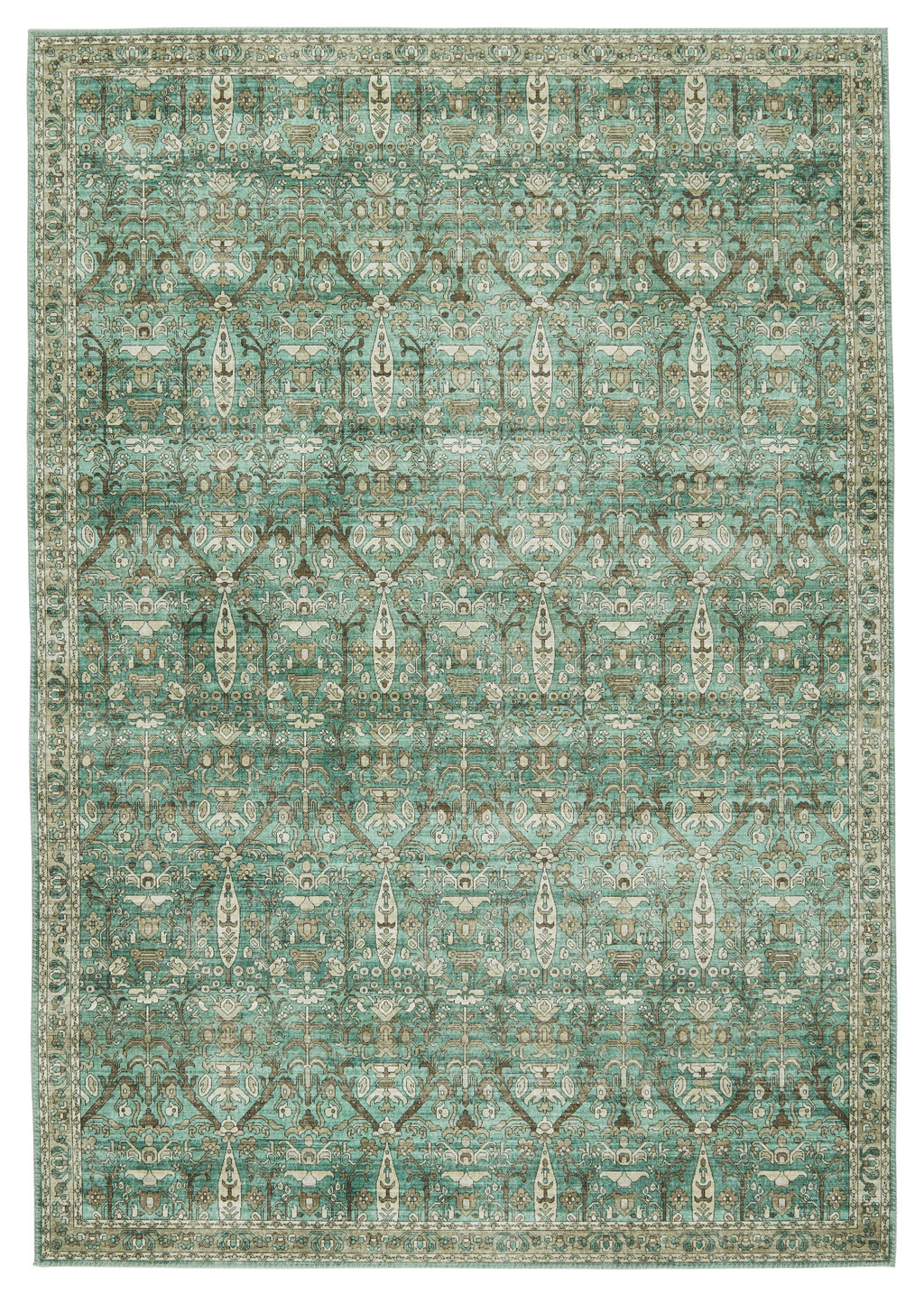 Keyara Razi Green & Tan Rug by Nikki Chu 1