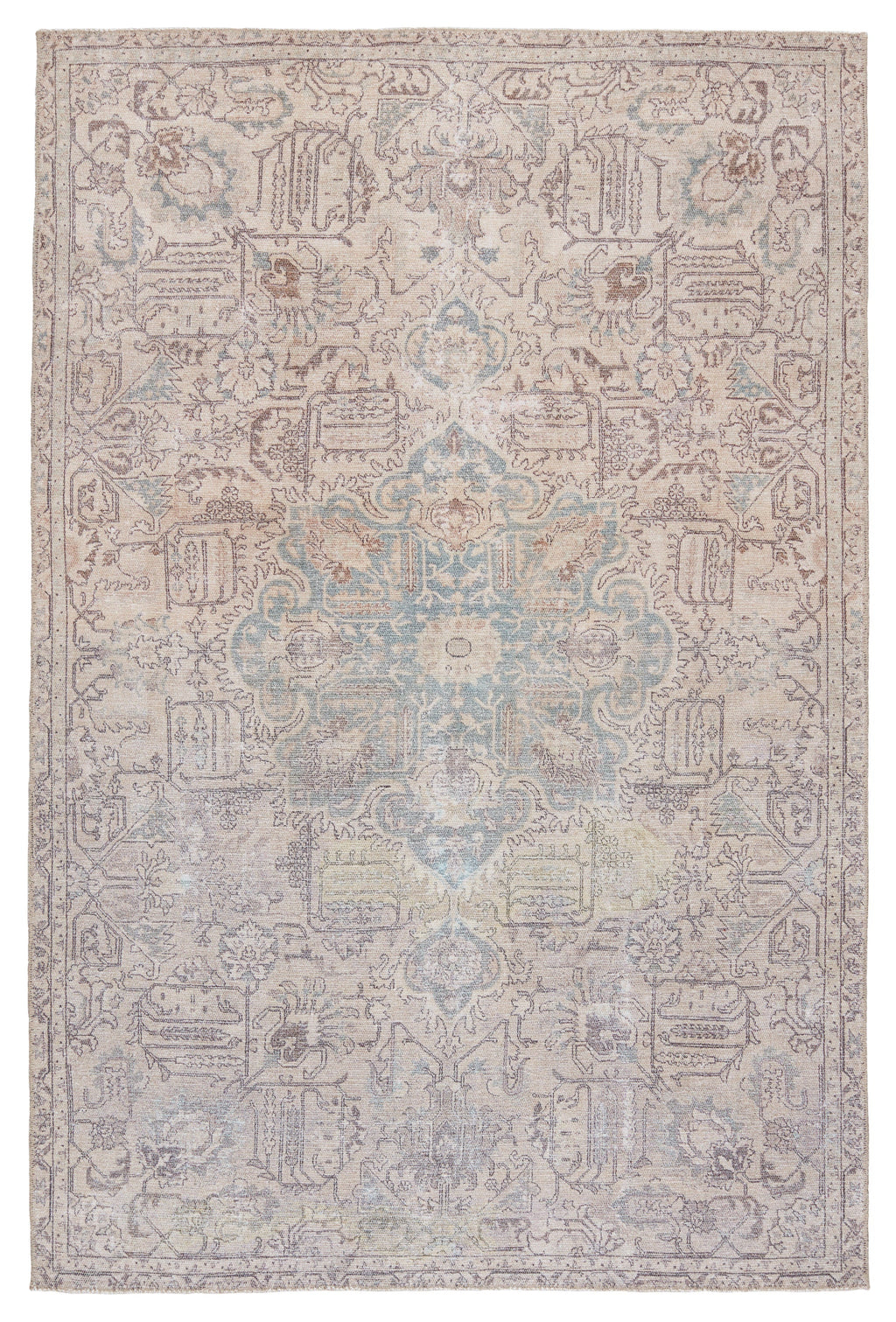 Parisa Medallion Rug in Light Blue & Light Tan by Jaipur Living