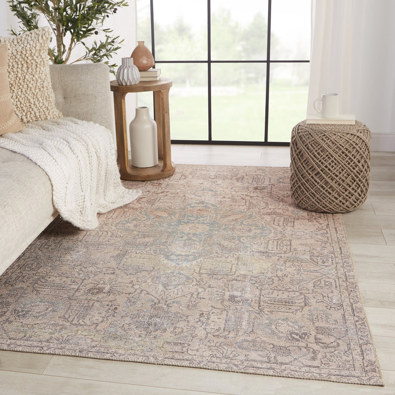 Parisa Medallion Rug in Light Blue & Light Tan by Jaipur Living