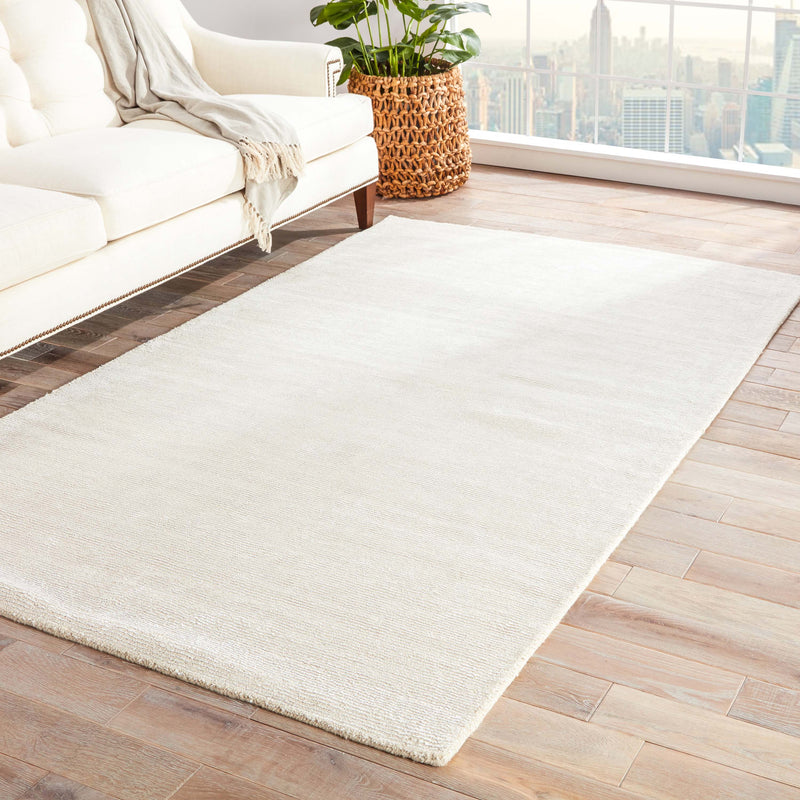 Kelle Handmade Solid White & Beige Area Rug