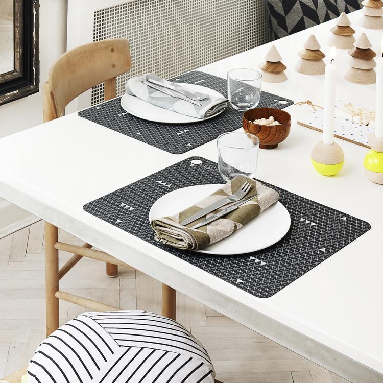 Pack of 2 Placemat Grey Line in Dark Grey