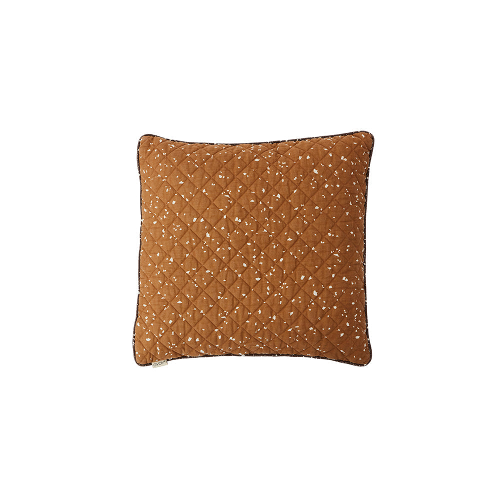 Quilted Aya Cushion in Caramel / Blue