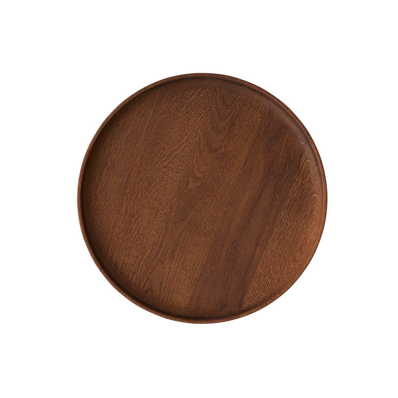 Large Inka Wood Tray Round in Dark