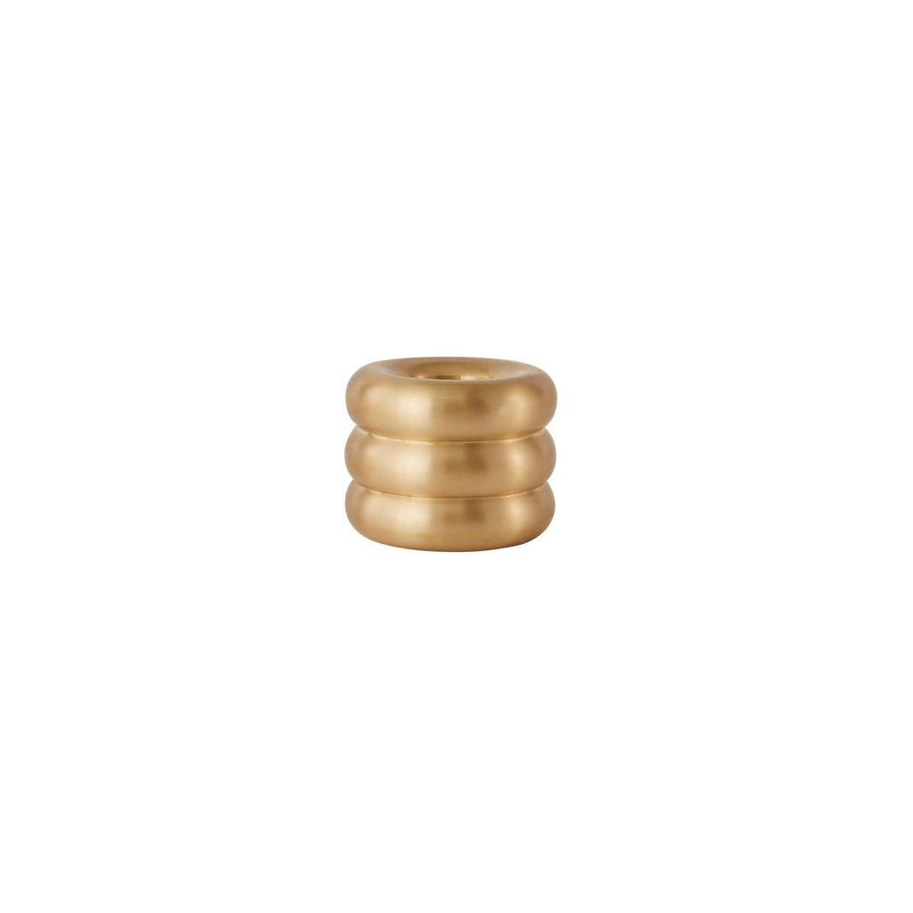 Savi Solid Brass Candleholder in Brushed Brass