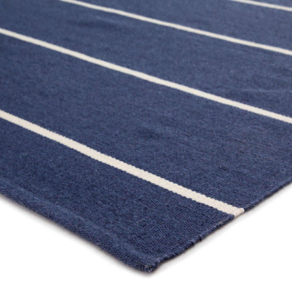 Corbina Indoor/ Outdoor Stripe Dark Blue & Ivory Area Rug