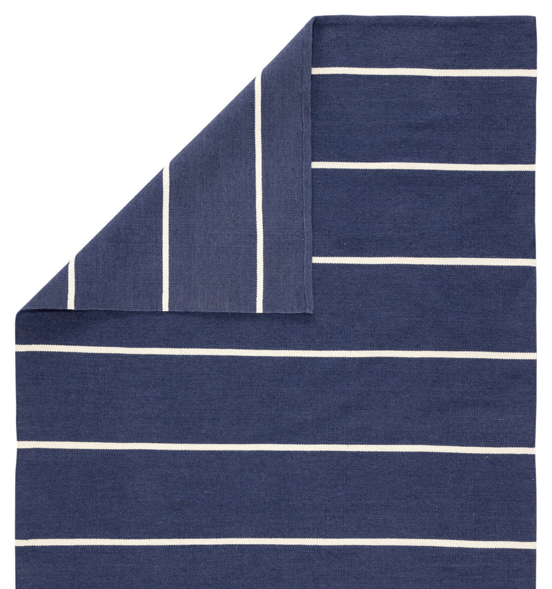 Corbina Indoor/ Outdoor Stripe Dark Blue & Ivory Area Rug