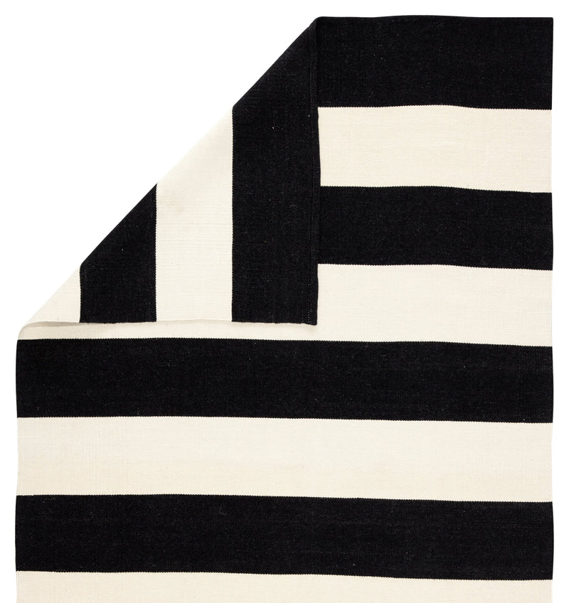 Remora Indoor/ Outdoor Stripe Black & Ivory Area Rug