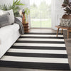 Remora Indoor/ Outdoor Stripe Black & Ivory Area Rug