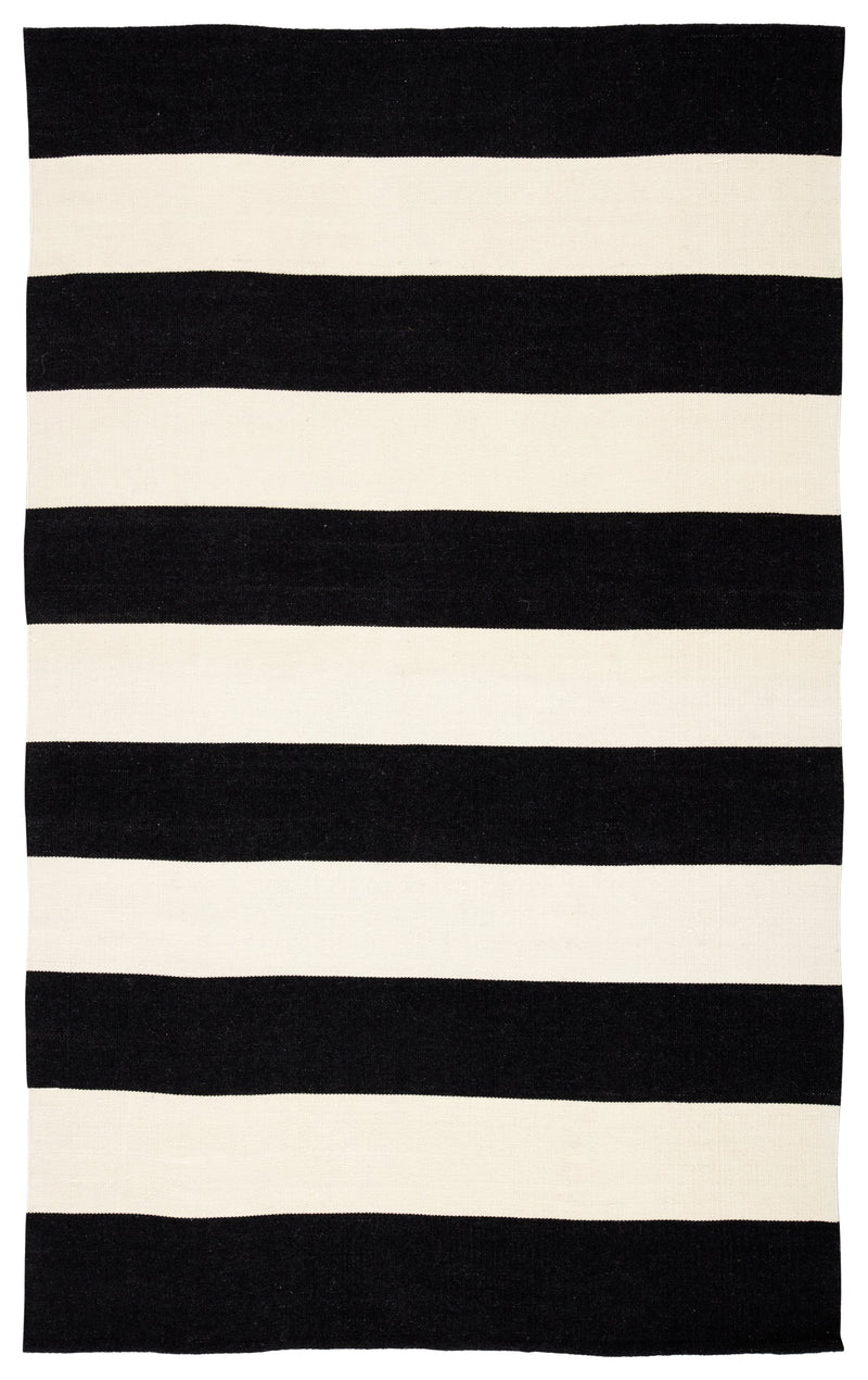 Remora Indoor/ Outdoor Stripe Black & Ivory Area Rug