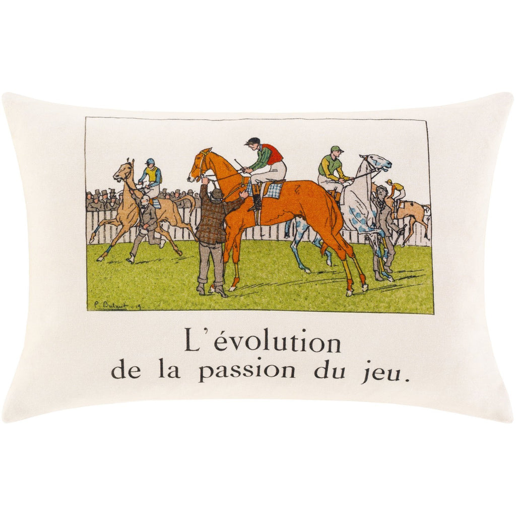 La Guirlande LGL-004 Woven Pillow - L 'evolution de la passion du jeu in Cream & Lime by Surya