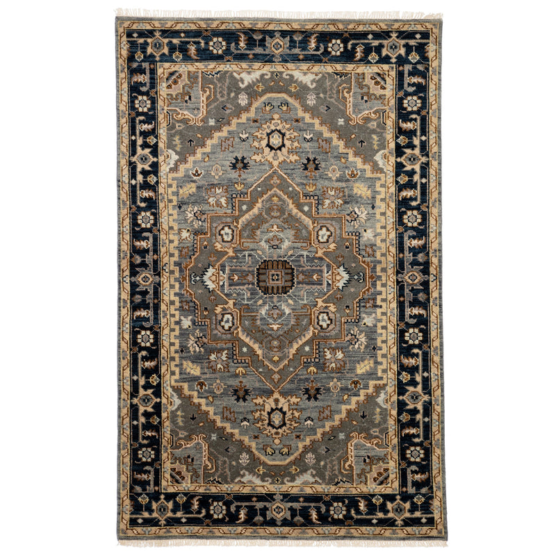 Andrews Hand-Knotted Medallion Gray & Brown Area Rug