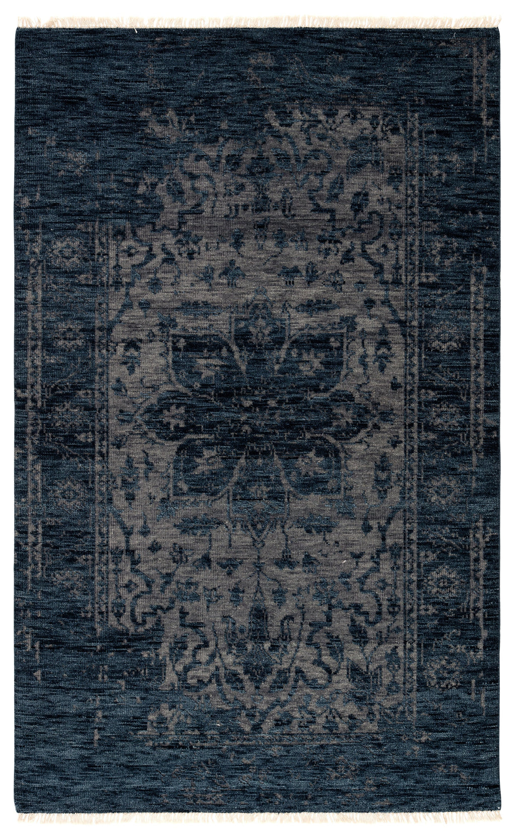 Abington Hand-Knotted Medallion Blue & Gray Area Rug