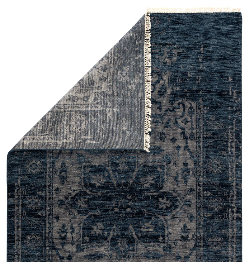 Abington Hand-Knotted Medallion Blue & Gray Area Rug