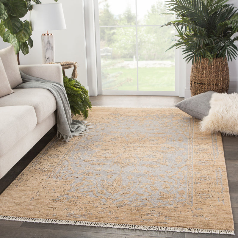 Abington Hand-Knotted Medallion Tan & Gray Area Rug