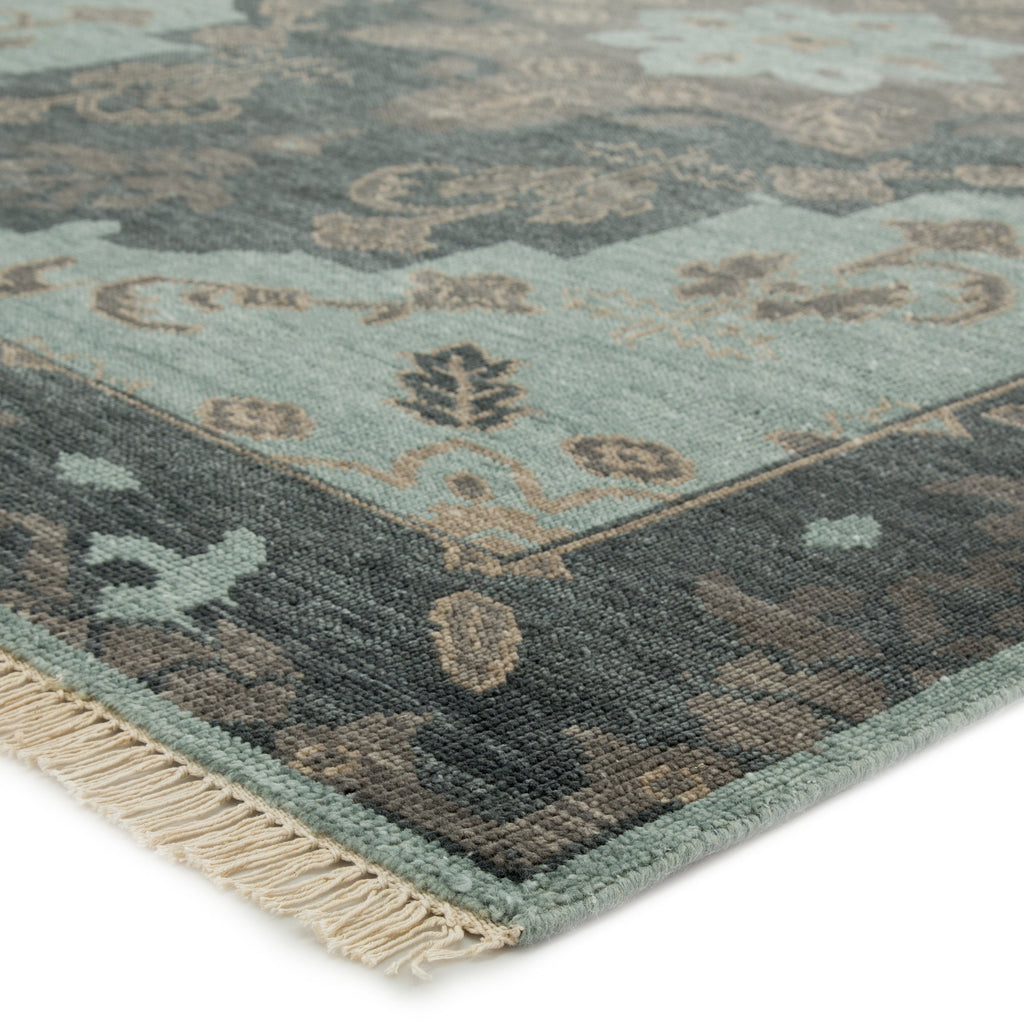 Savona Hand-Knotted Medallion Green & Dark Gray Area Rug