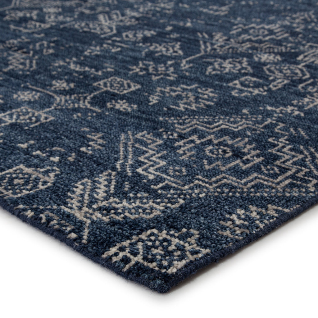 Azuma Hand-Knotted Tribal Dark Blue/ Light Gray Rug by Jaipur Living