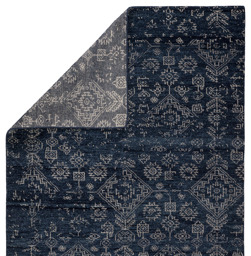 Azuma Hand-Knotted Tribal Dark Blue/ Light Gray Rug by Jaipur Living