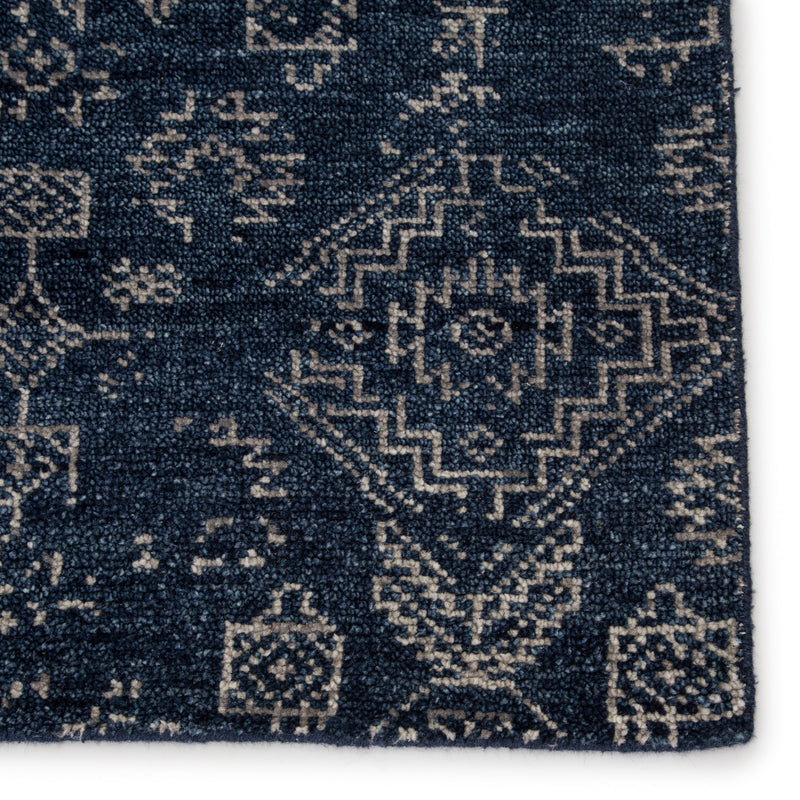 Azuma Hand-Knotted Tribal Dark Blue/ Light Gray Rug by Jaipur Living