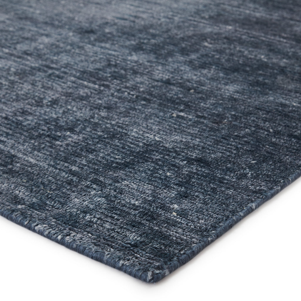 Ardis Handmade Solid Dark Blue & White Rug