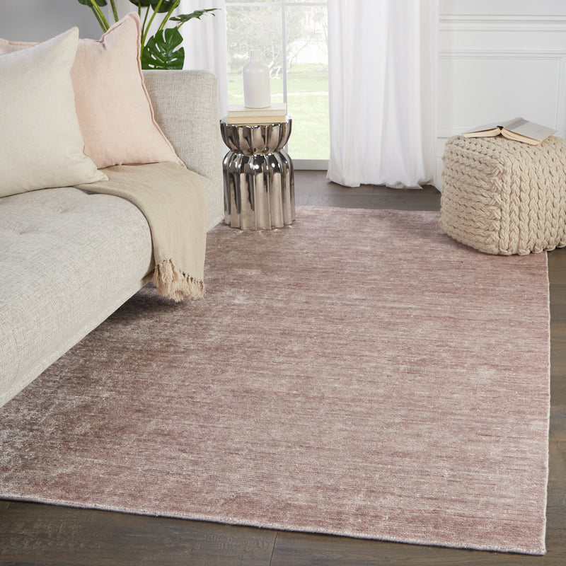 Ardis Handmade Solid Light Pink & White Rug