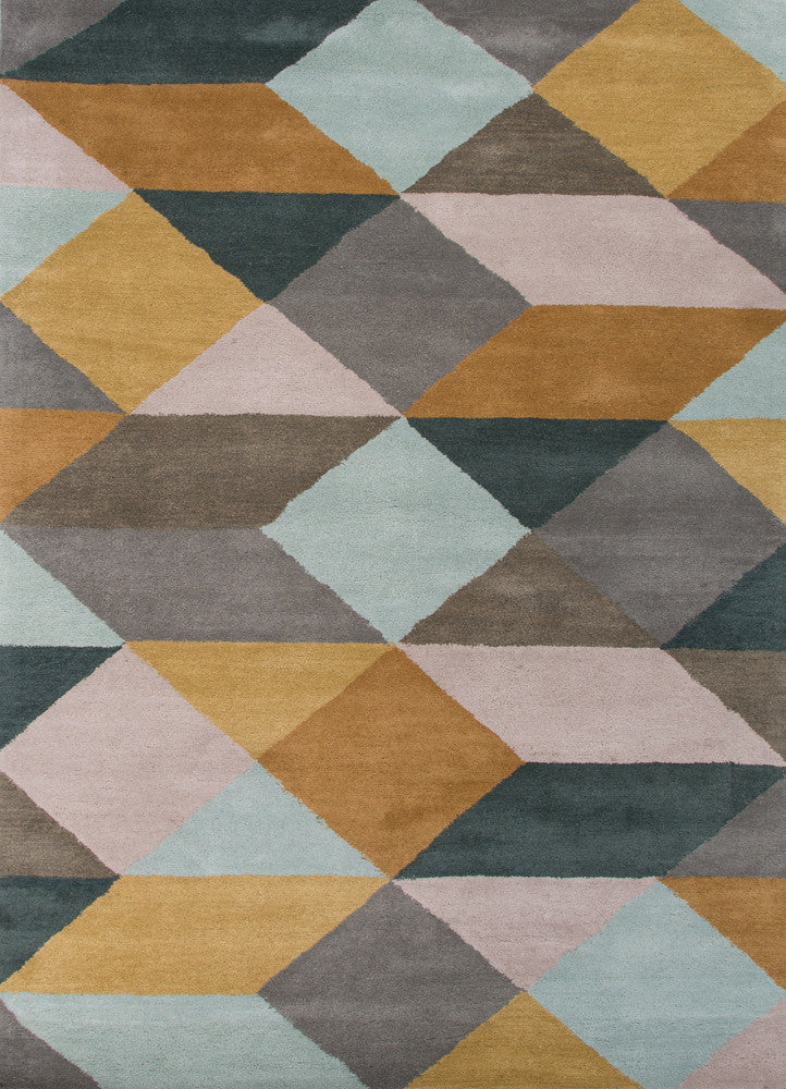 Ojo Handmade Geometric Gold & Teal Area Rug