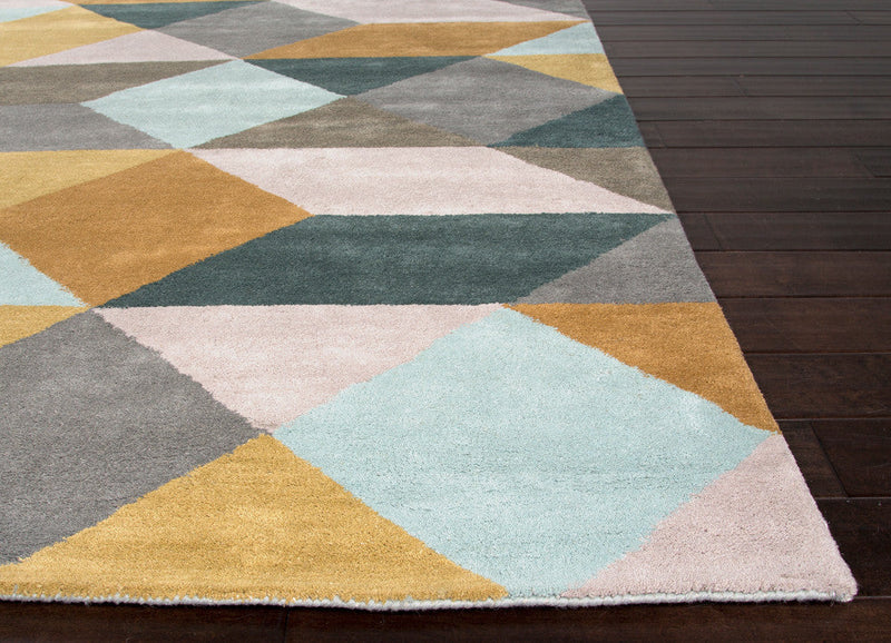 Ojo Handmade Geometric Gold & Teal Area Rug