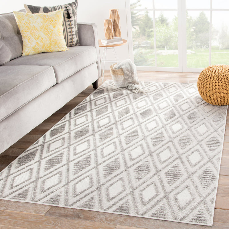 Meira Indoor/ Outdoor Trellis Gray & White Area Rug