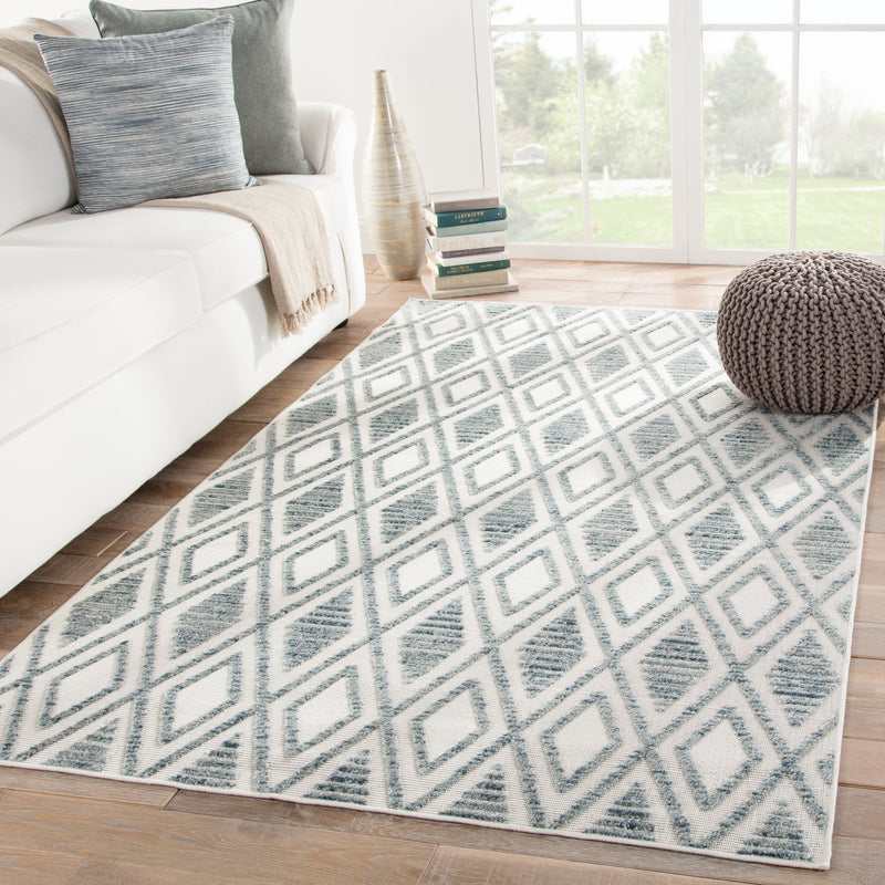 Meira Indoor/ Outdoor Trellis Blue & White Area Rug