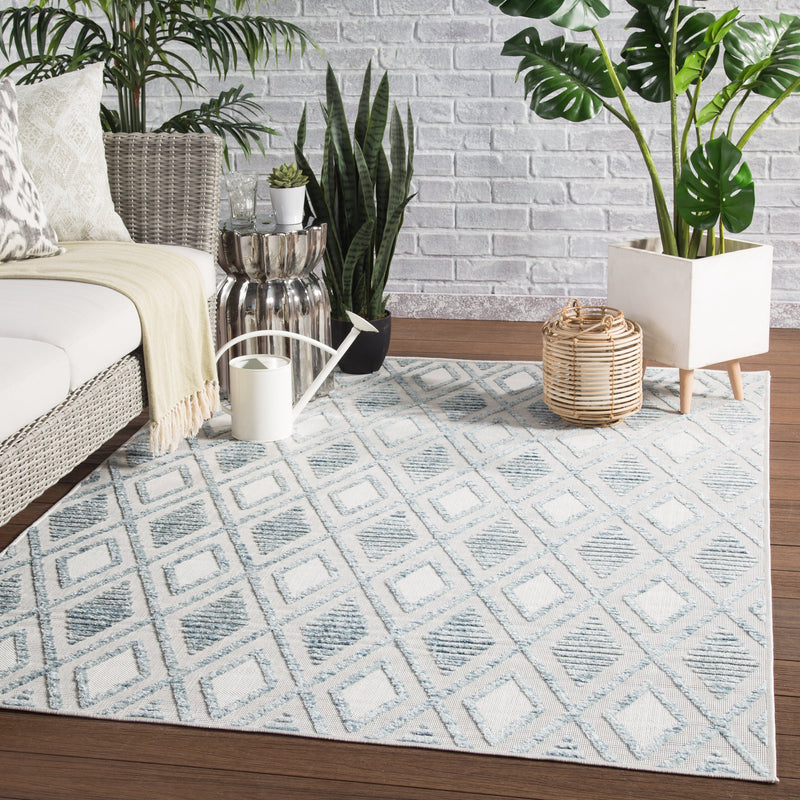 Meira Indoor/ Outdoor Trellis Blue & White Area Rug