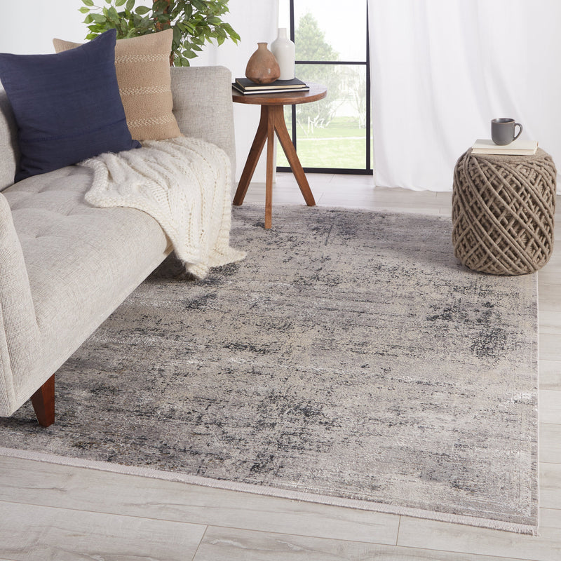 Aster Oriental Rug in Gray & White