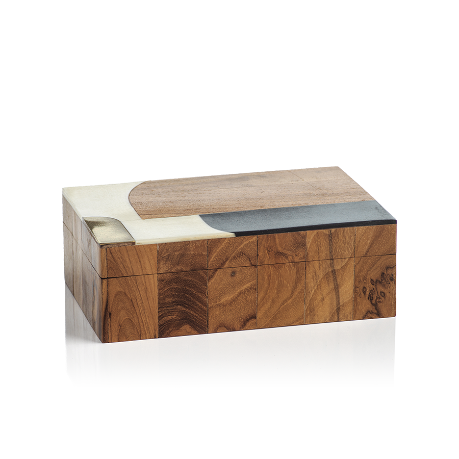 Lagos Abstract Inlaid Mango and Sheesham Wood Box by Panorama City