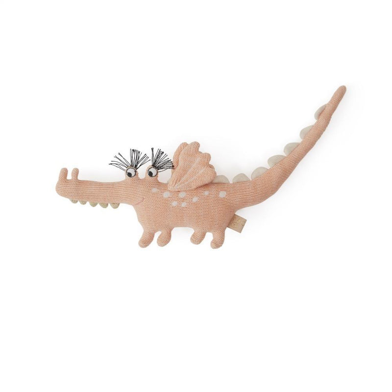 Darling Rattle - Baby Yoshi Crocodile - Coral