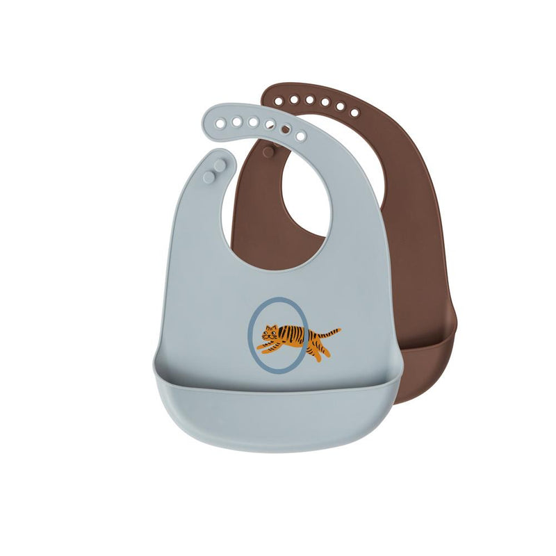 Bib Tiger Set Of 2 Pale Blue