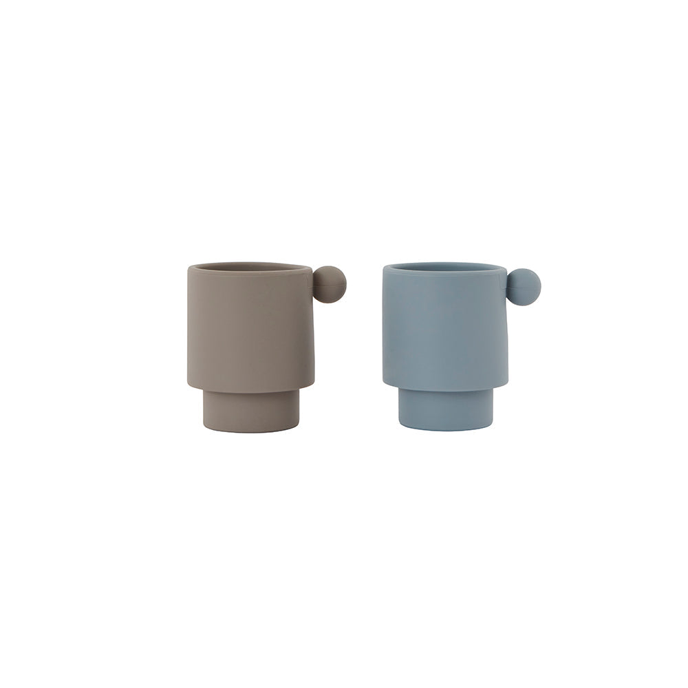 Set of 2  Tiny Inka Cup in Dusty Blue / Clay