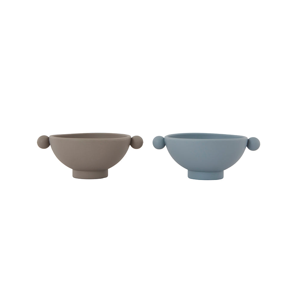 Set of 2  Tiny Inka Bowl in Dusty Blue / Clay