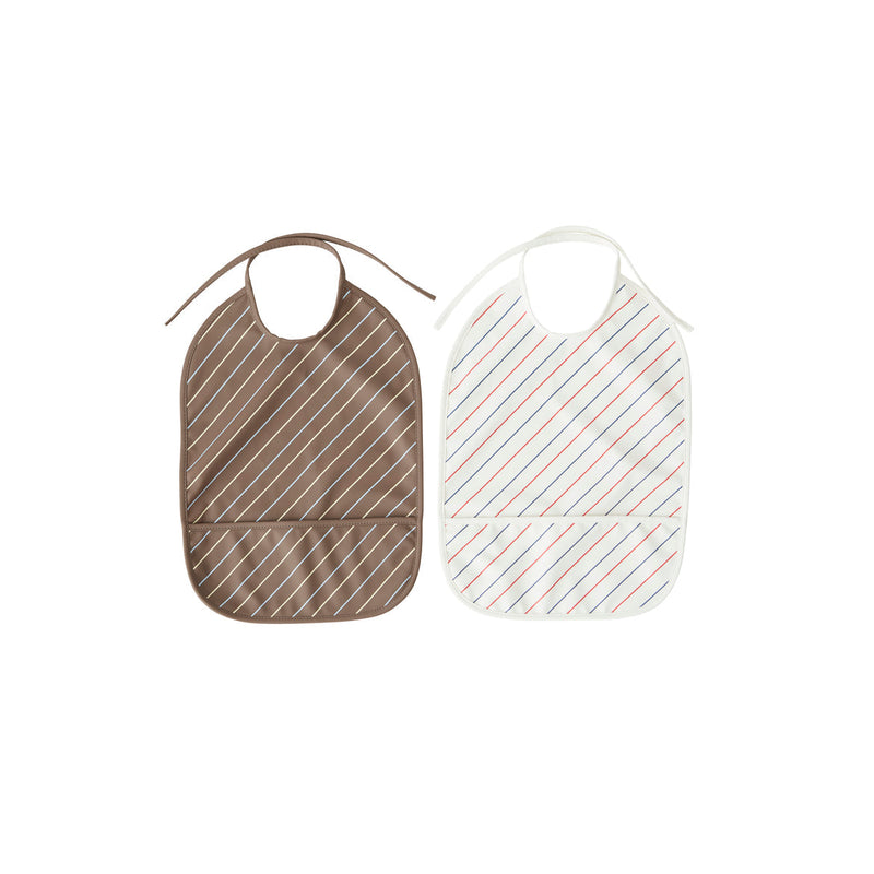 Bib Striped in Mellow / Choko - Pack of 2